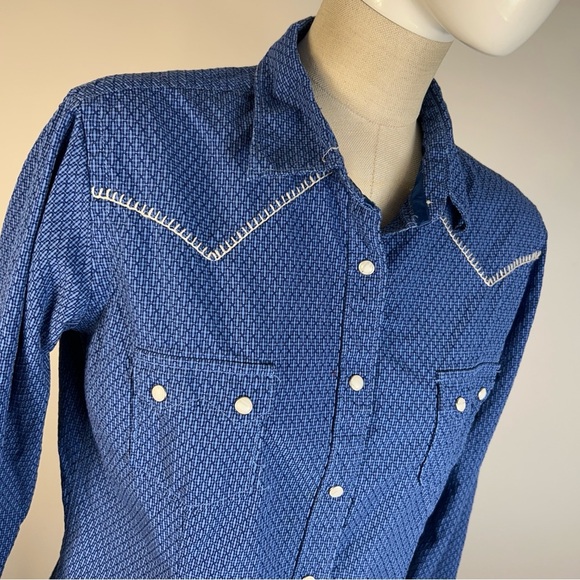 Panhandle Slim Blue Women Western Snap Button-Down Shirt M - Picture 3 of 11